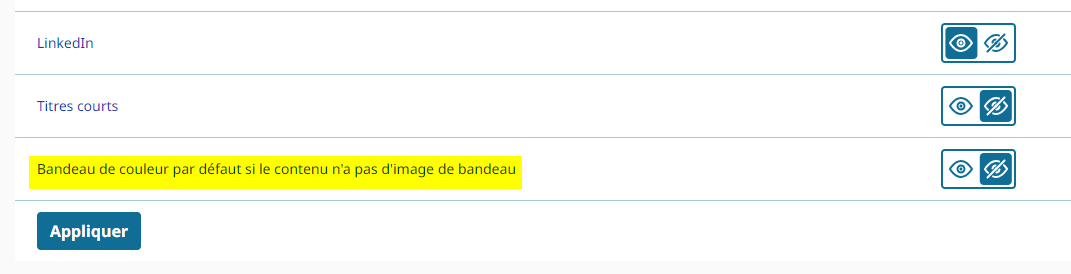 Option permettant de masquer le bandeau sur les pages