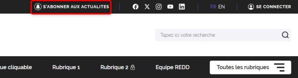 Visuel présentant le pictogramme (cloche) et le texte permettant d'accéder à l'abonnement aux actualités