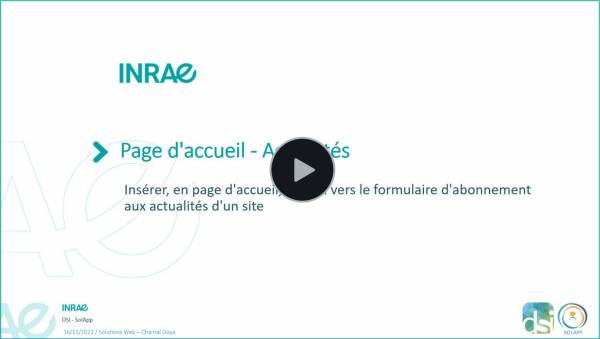Vidéo illustrant l'ajout d'un lien pour un abonnement aux actualités du site